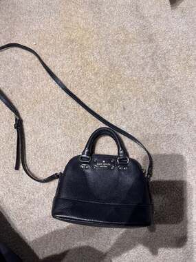 Kate Spade Wellesley Mini Rachelle Black Grained Leather Crossbody Satchel Bag